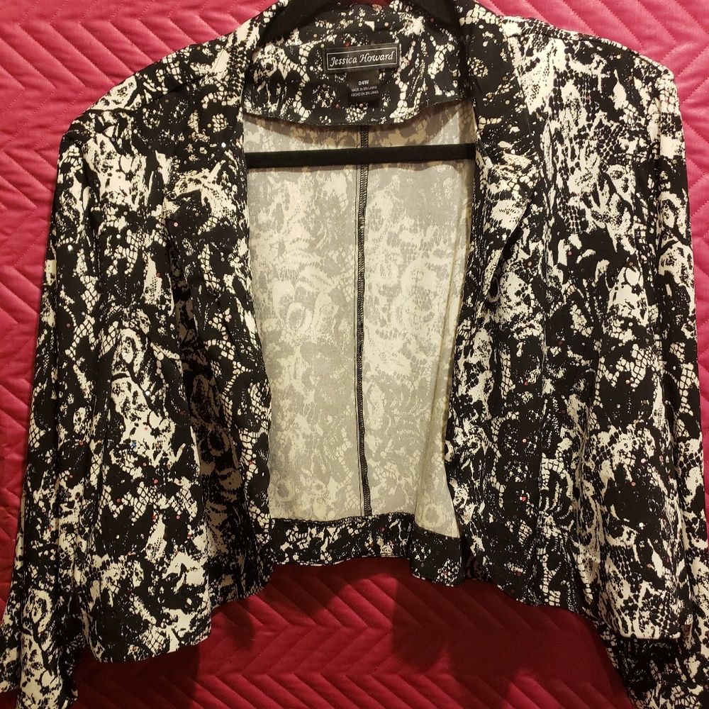Black and white plus size jacket